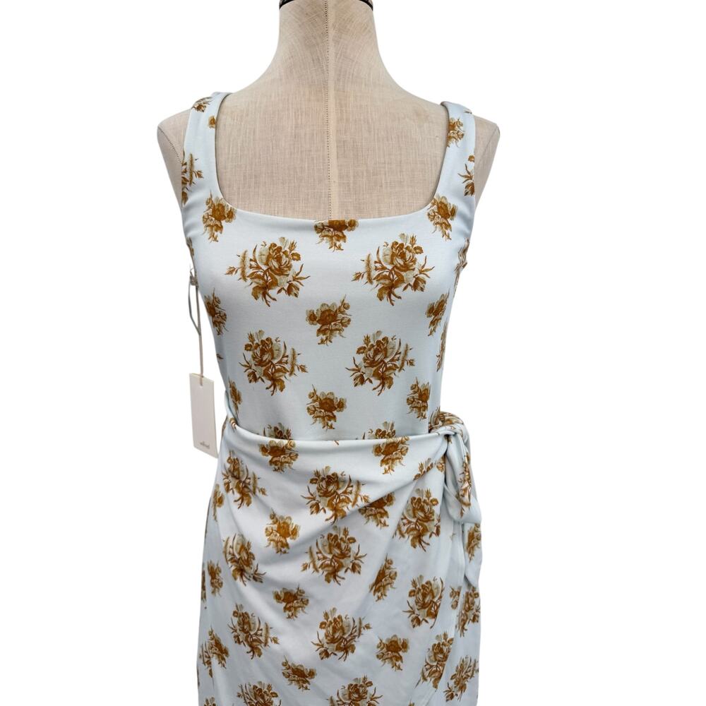 Aritzia Wilfred Saturn Mini Wrap Dress Snowmelt Blue Maplewood Floral NWT Size M - Picture 4 of 13